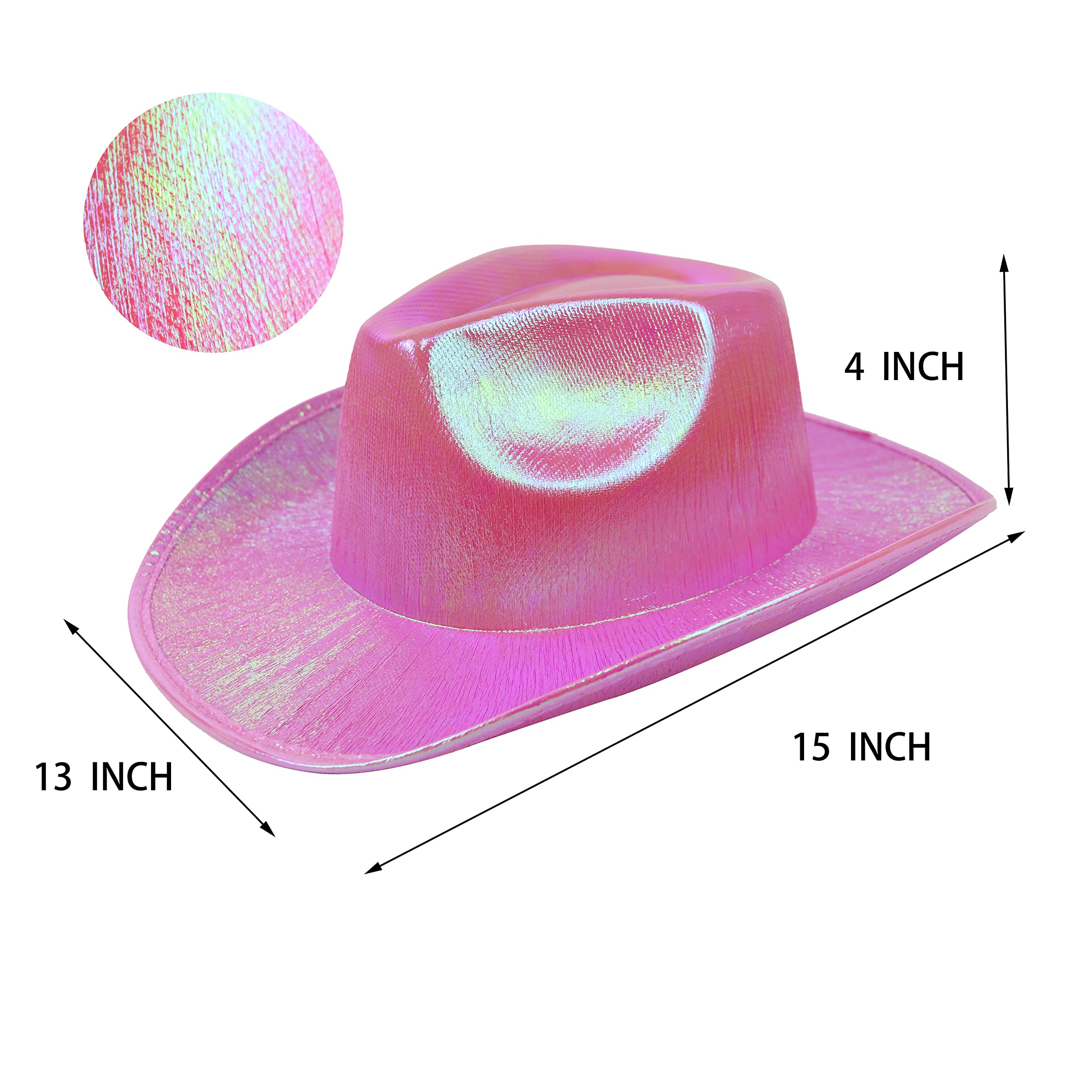 GiftExpress Pink Space Holographic Cowgirl Hat | Neon Pink Shiny Sparkly Glittering Cowboy Hat for Western Cowboy Themed Party Supply | Cowgirl Costume Hat