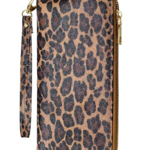 Yarnic Leopard Wallet-Wallet for Women with Credit Card Holder Money Pockets Wristlet Band Wallet Case Coin Money Clip Woman Purse with RFID Blocking Large Capacity with Zipper Cheetah Wallet