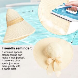 Xtinmee 6 Pcs Summer Women's Big Bowknot Straw Hat Wide Brim Foldable Floppy Hat Adjustable UV Protection UPF 50+ Beach Hat (Light Colors)