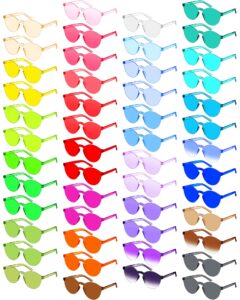 xuhal 50 pairs colored sunglasses rimless round party sunglasses frameless colored glasses transparent candy color tinted eyewear for women men girls adults