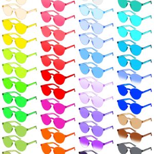 Xuhal 50 Pairs Colored Sunglasses Rimless Round Party Sunglasses Frameless Colored Glasses Transparent Candy Color Tinted Eyewear for Women Men Girls Adults