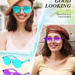 Xuhal 50 Pairs Colored Sunglasses Rimless Round Party Sunglasses Frameless Colored Glasses Transparent Candy Color Tinted Eyewear for Women Men Girls Adults