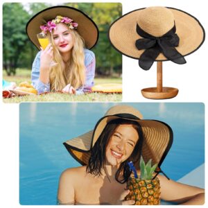 Xtinmee 6 Pcs Summer Women's Big Bowknot Straw Hat Wide Brim Foldable Floppy Hat Adjustable UV Protection UPF 50+ Beach Hat (Light Colors)