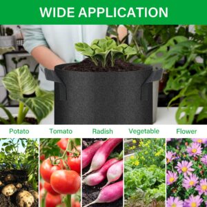 YSSOA 5-Pack 7 Gallon Grow Bags, Aeration Nonwoven Fabric Plant Pots with Handles, Heavy Duty Gardening Planter for Potato, Tomato, Vegetable and Fruits, Black