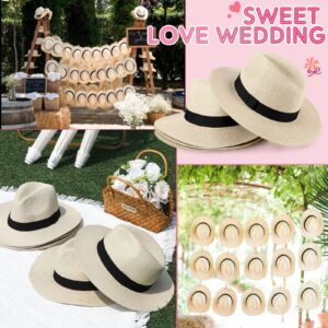 Silkfly 12 Pcs Straw Panama Roll up Hat Wide Brim Straw Panama Hat Summer Beach Hat Straw Sun Hats for Women Summer Sun Hat(Beige)