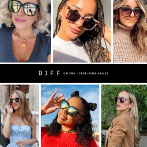 DIFF Hailey oversized lightweight square sunglasses for women UV400 protection, Black Brown Tortoise + Brown Gradient