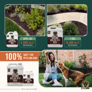 PetraMax Brown Mulch Dye, 3,600 Sq Ft Coverage - Mulch Dye Brown, Brown Mulch for Landscaping, Brown Mulch for Garden Beds, Wood Mulch Dye, Permanent Mulch Paint & Playground Bark Mulch - 32 oz