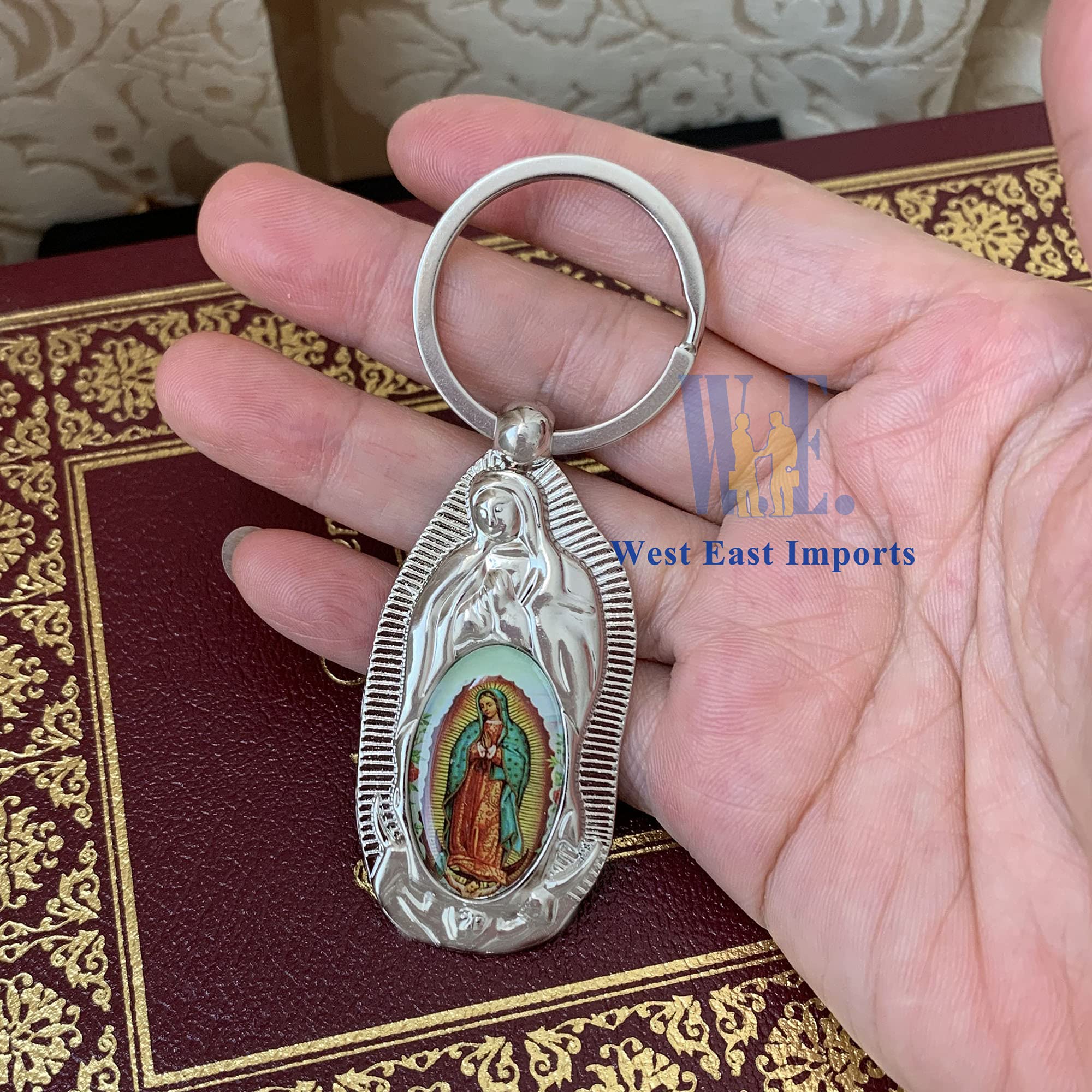 Personalized First Communion Keychain Favor (12 PCS) Engraved Our Lady of Guadalupe Baptism Metal Key Ring/Recuerdos Para Primera Comunion Niña Niño/Customized Christening