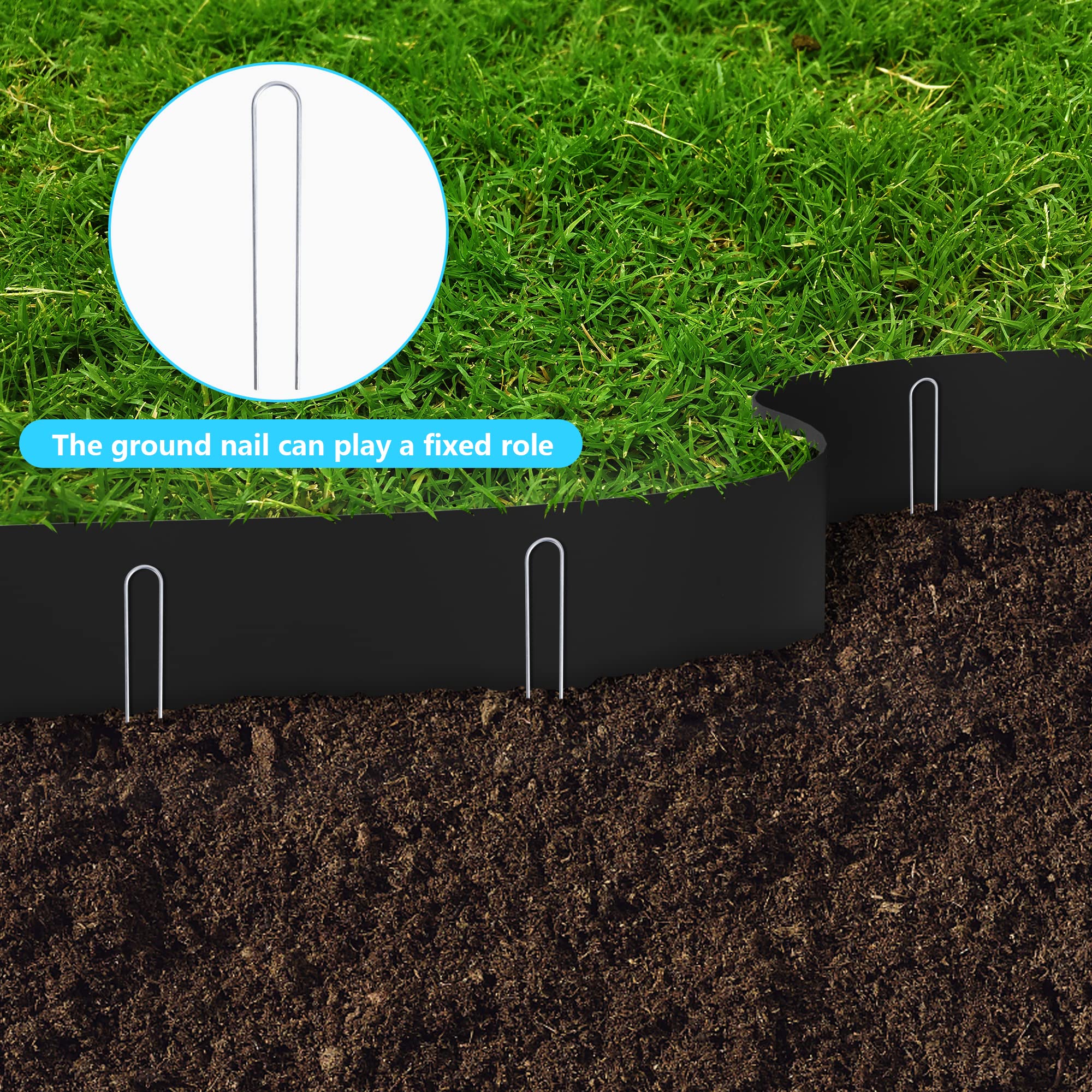 Watayo 50 FT Grass Barrier Landscape Edging Coil -5 inch Depth Terrace Board Edging -Flexible Garden Bed Edging -Weed Barrier Edging for Garden Lawn Area Driveway Path Sidewalk