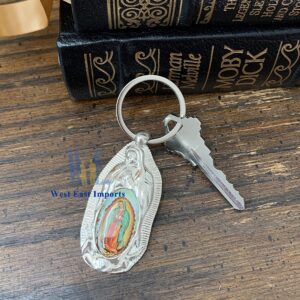 Personalized First Communion Keychain Favor (12 PCS) Engraved Our Lady of Guadalupe Baptism Metal Key Ring/Recuerdos Para Primera Comunion Niña Niño/Customized Christening