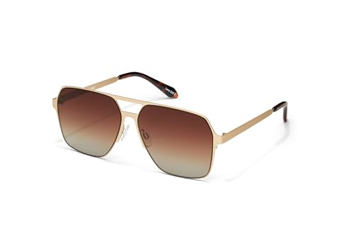 Quay - Mens Sunglasses, Polarized Aviator Lenses with UV Protection (Backstage Pass, Gold)