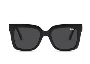 quay - womens sunglasses, polarized square lenses with uv protection, oversized sunglasses (icy, black)