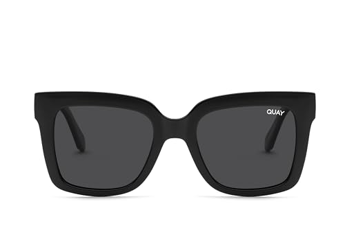 Quay - Womens Sunglasses, Polarized Square Lenses with UV Protection, Oversized Sunglasses (Icy, Black)