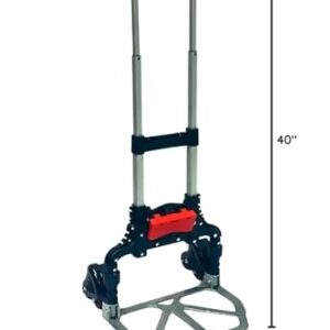 Magna Cart Stair Climbing 6-Wheel Folding Aluminum Hand Truck Dolly Cart with Tote Attachment Ideal for Moving Boxes, Groceries, Heavy Equipment, Red