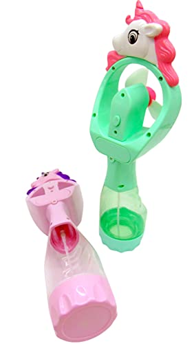 Unicorn Misting Spray Bottle Fan Kids Personal Cooling Mist Portable Handheld Humidifier Powered Fans with Mist for Girls, Set of 2