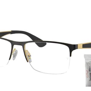 Ray-Ban RX6335 2890 54MM Black on Arista Rectangular Eyeglasses for Men for Women + BUNDLE With Designer iWear Eyewear Kit