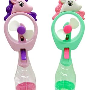 Unicorn Misting Spray Bottle Fan Kids Personal Cooling Mist Portable Handheld Humidifier Powered Fans with Mist for Girls, Set of 2