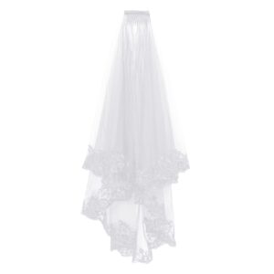 jiebor White Lace Veil Bridal Wedding Veils Halloween Veil for Women Brides Wedding Bridal Shower