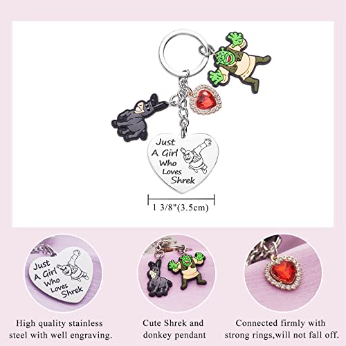 Shrek Merch Keychain Gifts For Women BFF Teen Girls Daughter Shrek Merchandise Heart Keychains