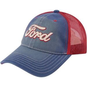 ford truck hat, logo mesh adjustable snapback baseball cap with curved brim, blue, one size