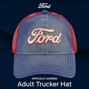 Ford Truck Hat, Logo Mesh Adjustable Snapback Baseball Cap with Curved Brim, Blue, One Size