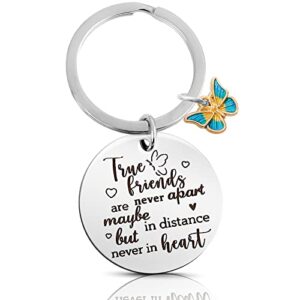 Ouligay True Friends Keychain Friendship Gifts for Women Best Friends Keychain Bff Long Distance Friendship Gifts Bestie Friends Leaving Apart Going Away Gift for Women Birthday Christmas