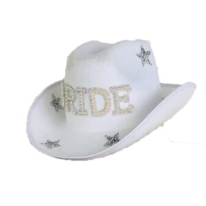 Sylet Bride Rhinestone Cowboy Hat, Bling Cowgirl Hat (White)