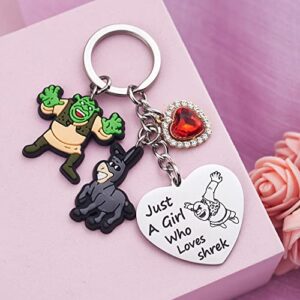 Shrek Merch Keychain Gifts For Women BFF Teen Girls Daughter Shrek Merchandise Heart Keychains