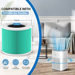 2 Pack HY1800 True H13 HEPA Replacement Filter Compatible with CHIVALZ/MORENTO/Loytio/Honeyuan/AYAFATO/IOIOW HY1800 Air Purifier, 3-in-1 Filtration System, H13 True HEPA HY1800 Replacement Filter