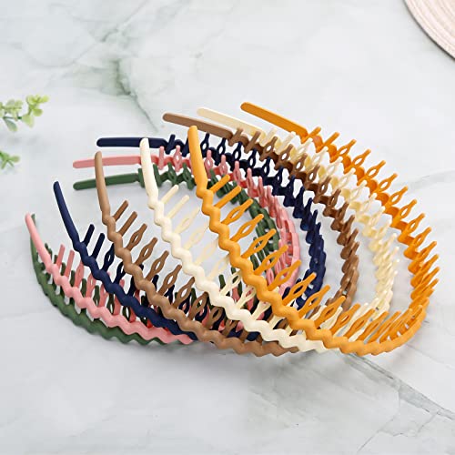 WOVOWOVO Plastic Hair Bands with Teeth, 10 Packs Thin Headbands for Women Girls Teens, Non Slip Hair Comb Head Bands Hair Accessories