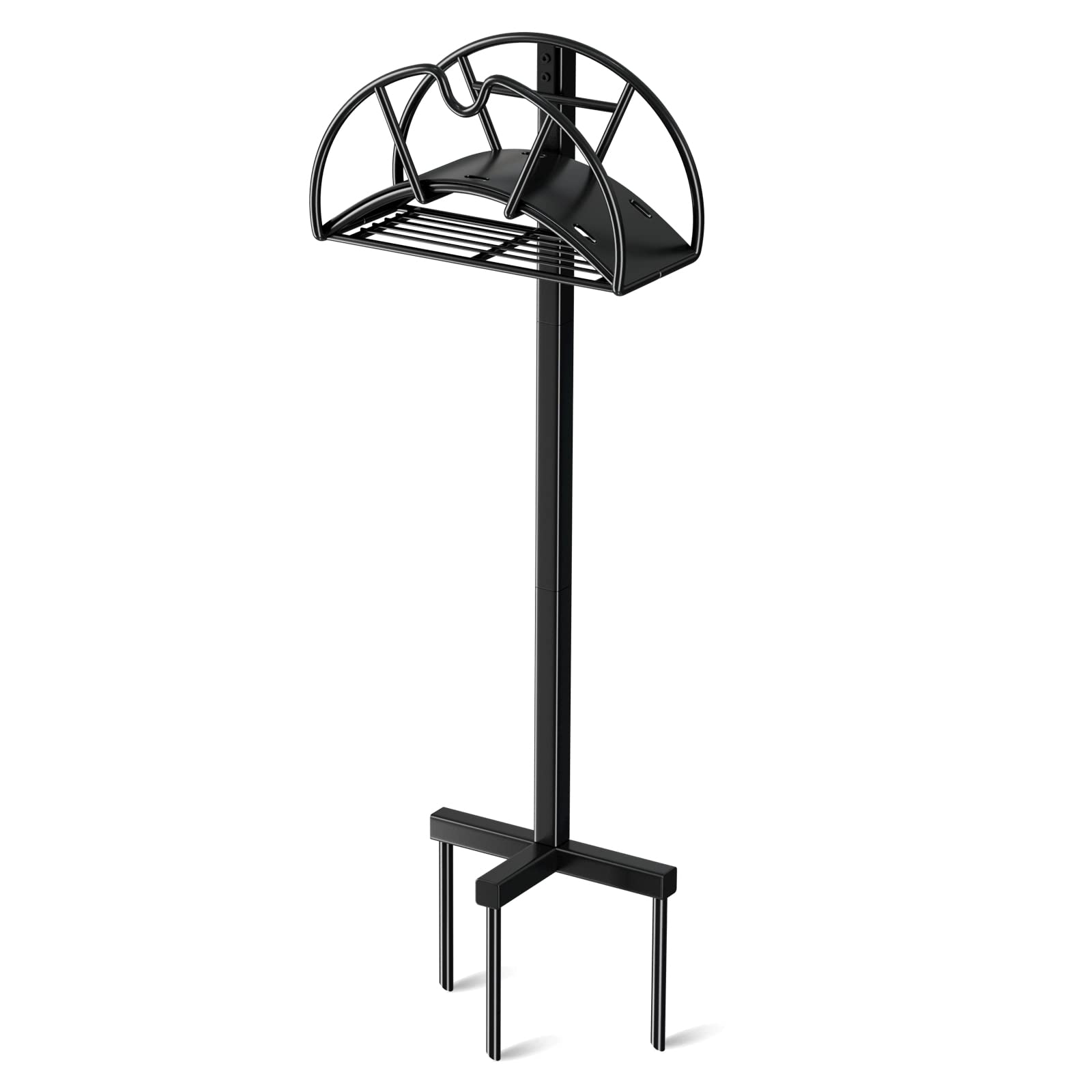 KalTell Garden Hose Stand Water Hose Holders for Outside Hose Storage Hanger with Extra Shelf Rack Freestanding -Black