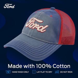 Ford Truck Hat, Logo Mesh Adjustable Snapback Baseball Cap with Curved Brim, Blue, One Size