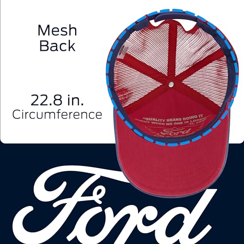 Ford Truck Hat, Logo Mesh Adjustable Snapback Baseball Cap with Curved Brim, Blue, One Size