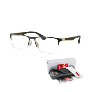 Ray-Ban RX6335 2890 54MM Black on Arista Rectangular Eyeglasses for Men for Women + BUNDLE With Designer iWear Eyewear Kit