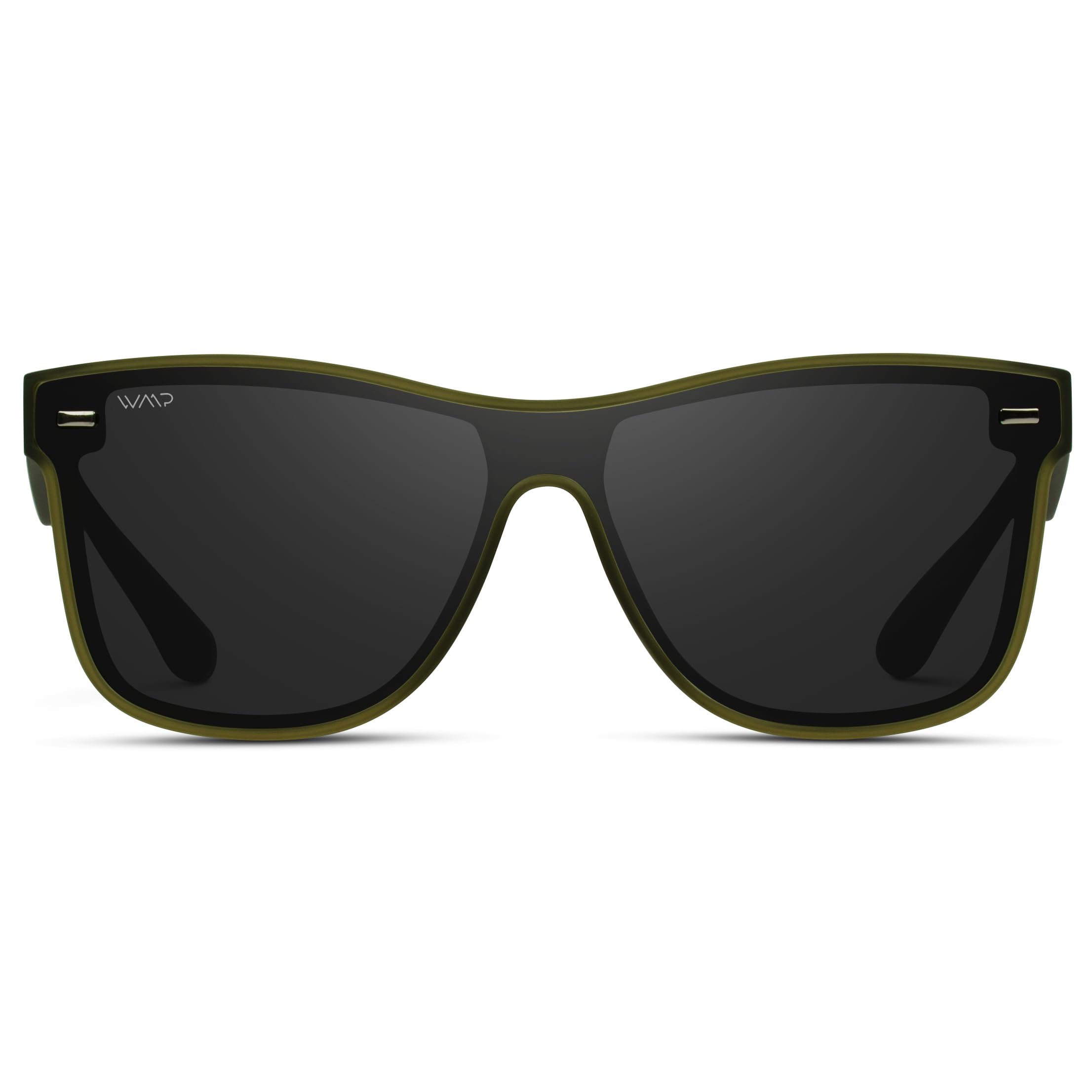 WearMe Pro - Polarized Full Mirror Flat Lens Square Modern Sunglasses (Frosted Saguaro Green/Black Lens)