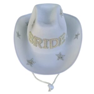 Sylet Bride Rhinestone Cowboy Hat, Bling Cowgirl Hat (White)