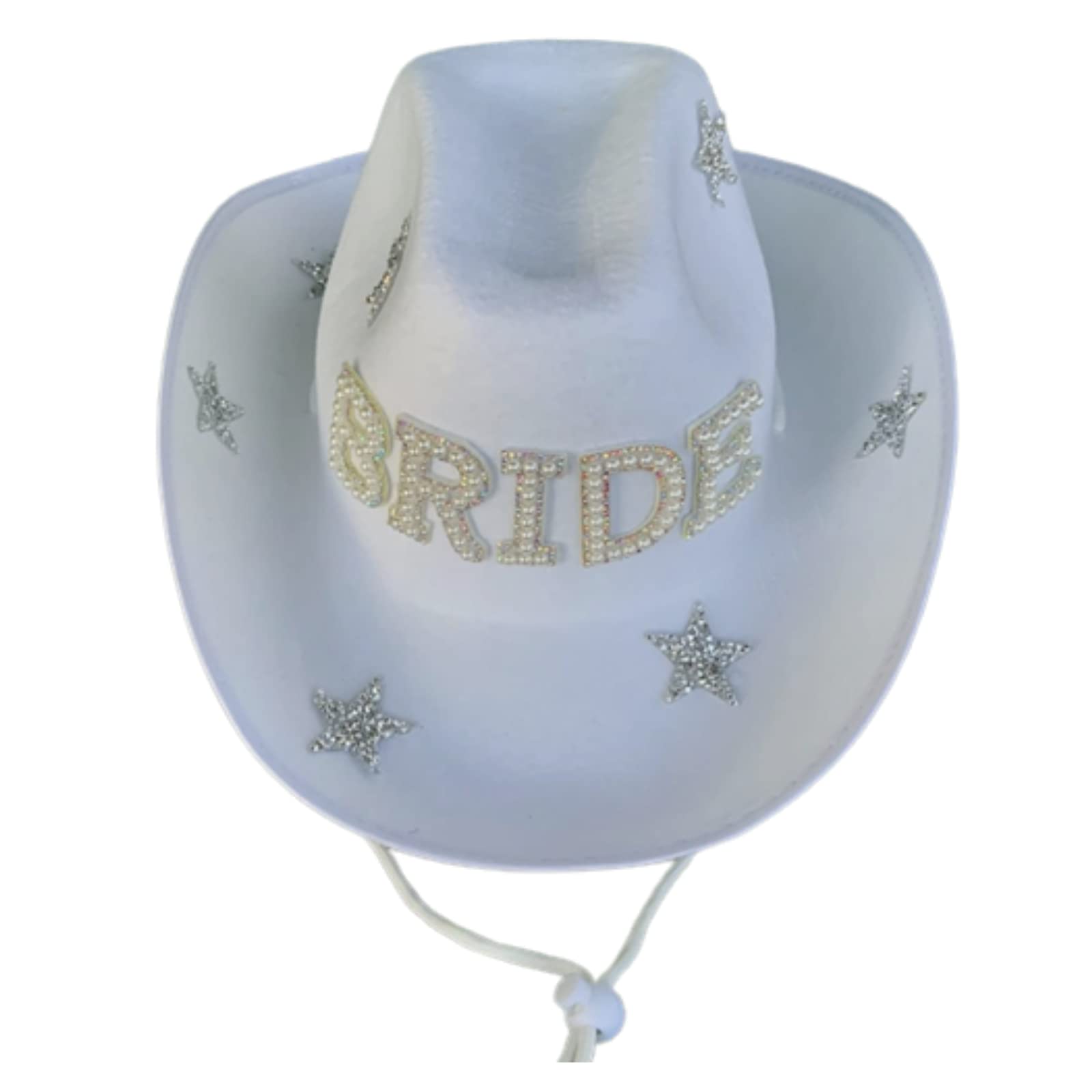 Sylet Bride Rhinestone Cowboy Hat, Bling Cowgirl Hat (White)