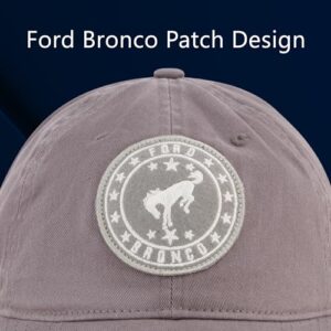 Concept One Ford Dad Hat, Bronco Logo Cotton Adjustable Baseball Cap with Curved Brim, Grey, One Size