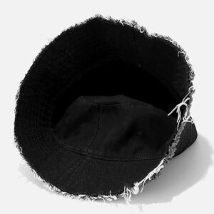 XYIYI Unisex Black Double-Side-Wear Reversible Bucket Hat Denim Washed Fisherman Cap Beach Sun Hat