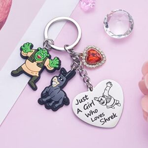 Shrek Merch Keychain Gifts For Women BFF Teen Girls Daughter Shrek Merchandise Heart Keychains