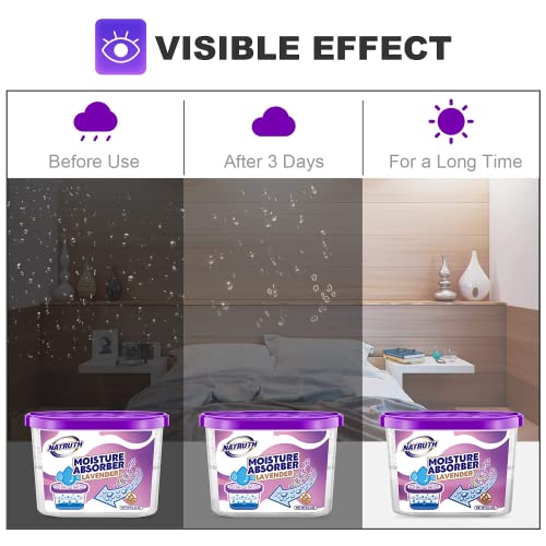 NATRUTH Moisture Absorbers 10.5OZ*6-Pack With Lavender Scent,Portable Closet Dehumidifier, Odor Eliminator Absorber Bucket,Humidity Absorber,Cleaner Air Dehumidifier for Closet,Bathrooms, Boats