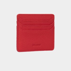 grande 3633 Genuine Leather Card Holder For Women and Men Super Slim Minimalist Small Snap Wallet (Red)