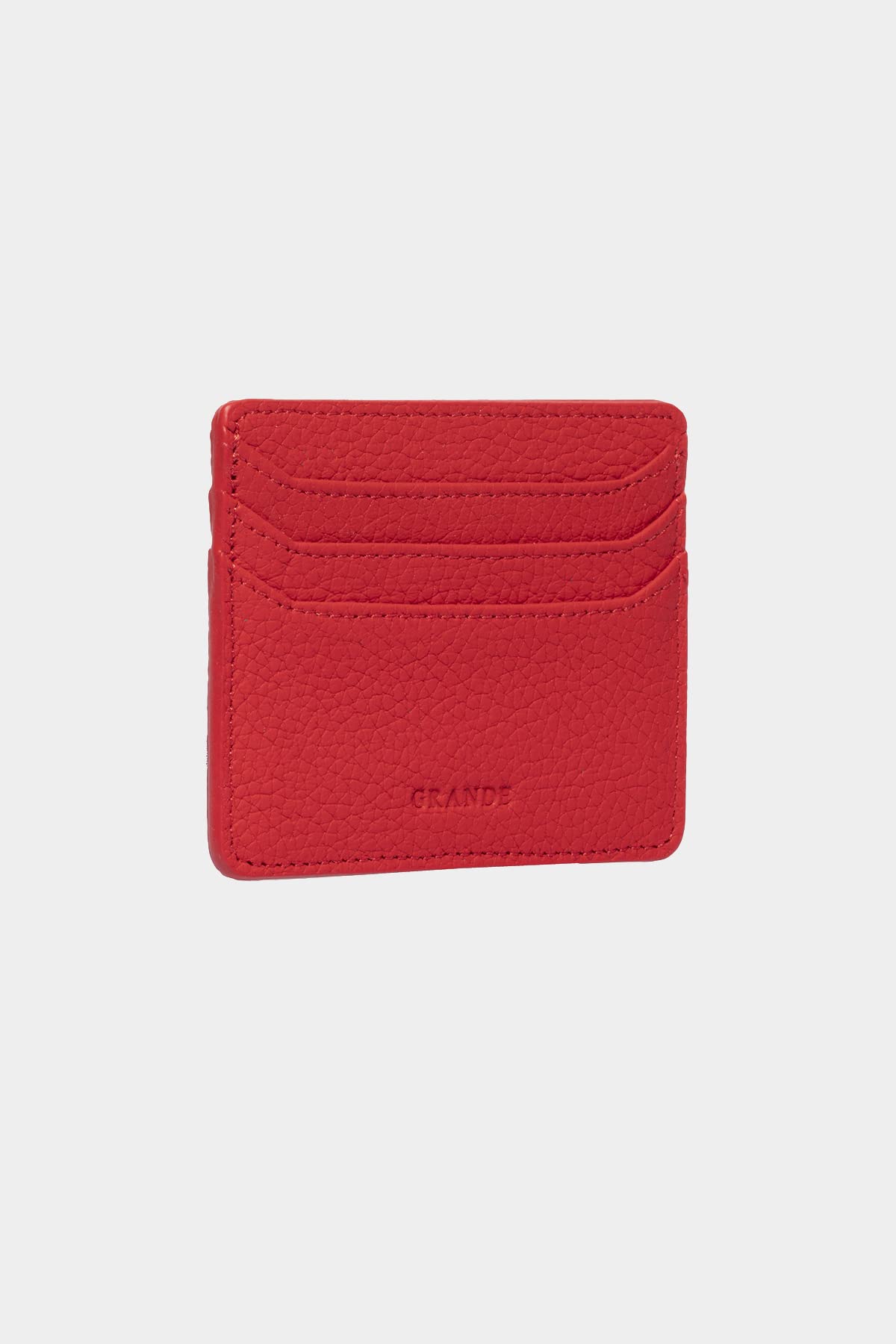 grande 3633 Genuine Leather Card Holder For Women and Men Super Slim Minimalist Small Snap Wallet (Red)