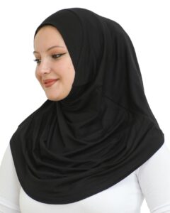 prien plain ready to wear hijab for women, muslim instant turbans, soft jersey scarf, islamic clothes, long hijabs, abaya (black)