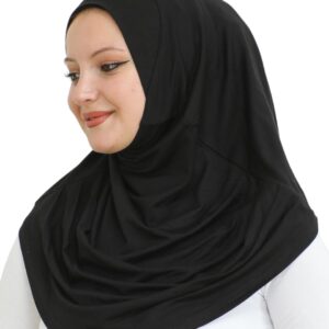 Prien Plain Ready To Wear Hijab for Women, Muslim Instant Turbans, Soft Jersey Scarf, Islamic Clothes, Long Hijabs, Abaya (Black)