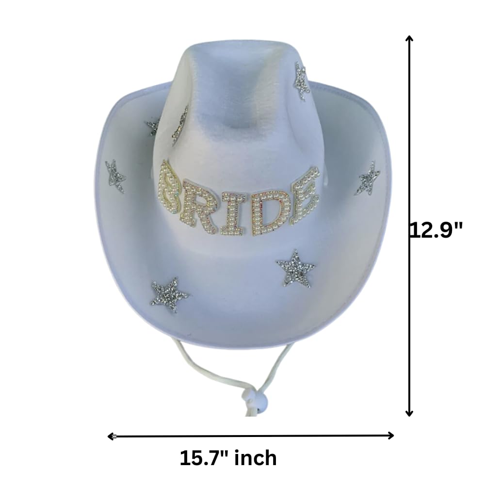 Sylet Bride Rhinestone Cowboy Hat, Bling Cowgirl Hat (White)