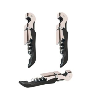 professional waiter corkscrew wine openers set (2 pcs),upgraded with heavy duty stainless steel hinges wine key for restaurant waiters, sommelier, bartenders (black 2 packs)