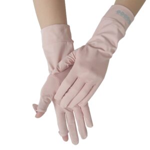 CAMSTIC Women's UPF 50+ Sun UV Protection Touchscreen Long Driving Gloves, Pink