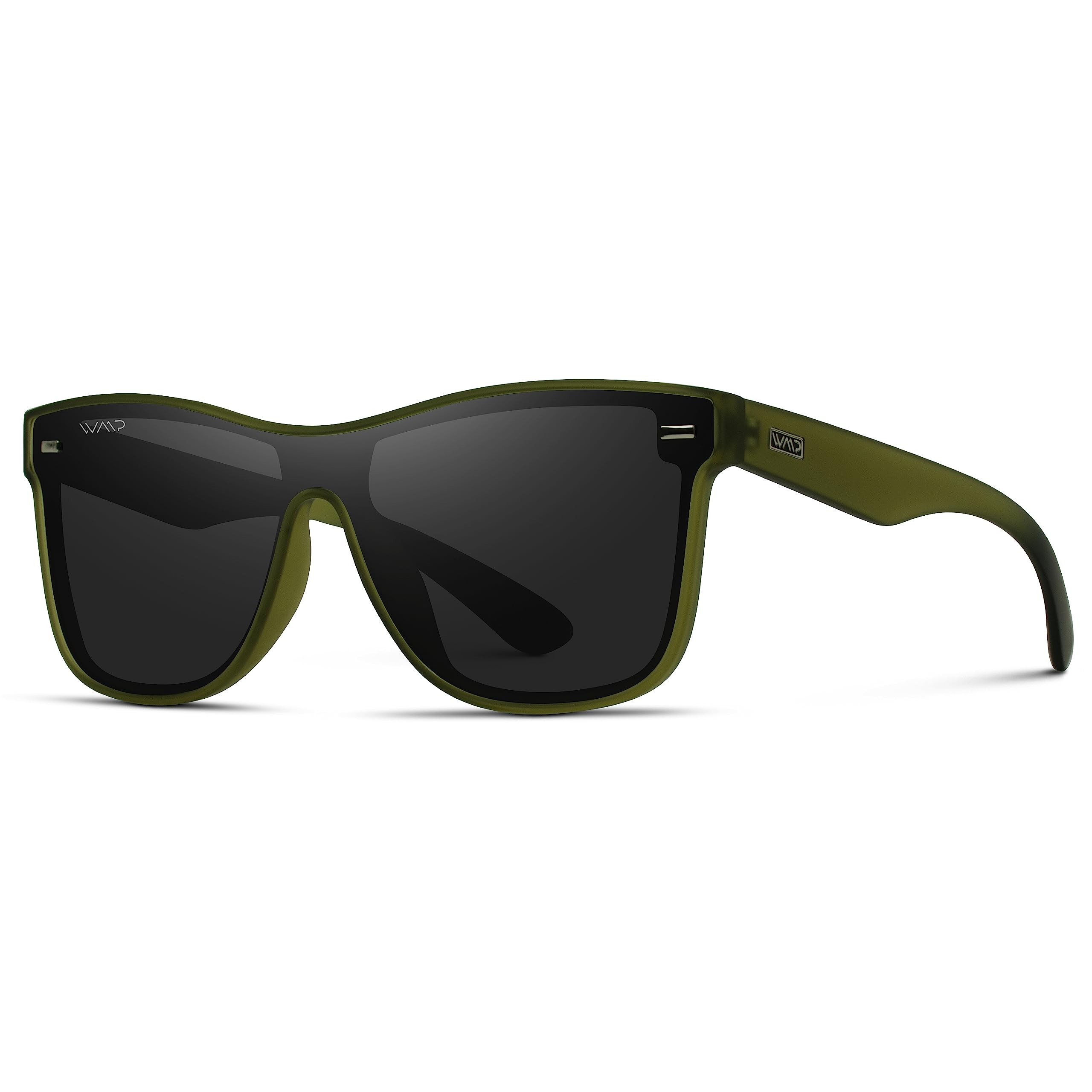 WearMe Pro - Polarized Full Mirror Flat Lens Square Modern Sunglasses (Frosted Saguaro Green/Black Lens)