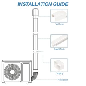 4" W 9Ft L Line Set Cover Kit for Mini Split Air Conditioners Decorative PVC Slim Line Cover for Central AC & Heat Pumps Systems Tubing Cover